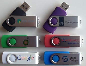 USB stick Twister met logo's bedrukt